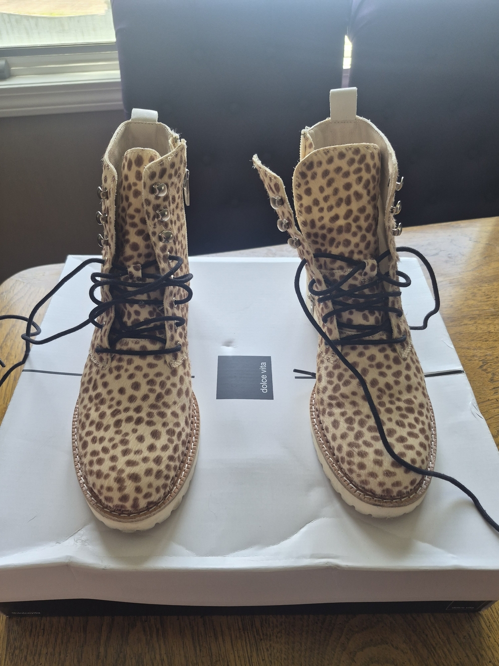 Dolce Vita Leopard Print Ankle Boots in Tan and Brown